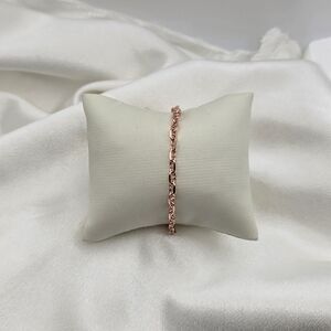 Rose Gold Over Sterling Silver 925 Twisted Mariner Anklet